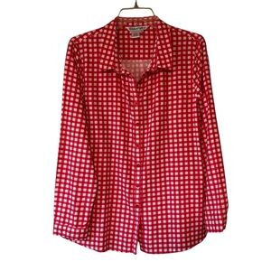 Winter Silks Red Gingham Button Down Shirt Sz XL